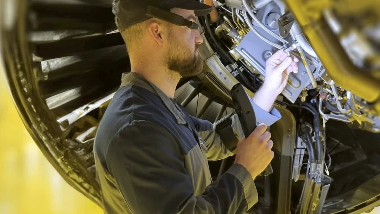 Un opérateur chez Safran avec aRdent Display